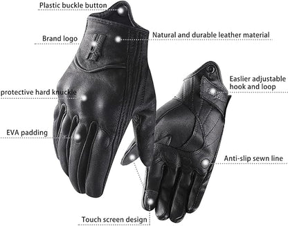 Harssidanzar Leather Motorcycle Gloves - Image 3