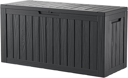 80 Gallon Lockable Resin Deck Box, Waterproof & UV-Resistant Outdoor Storage Box by Home