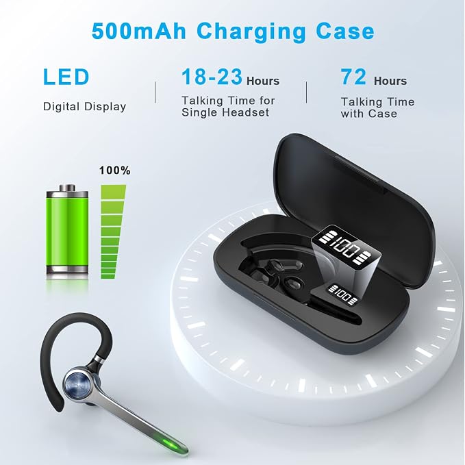 Bluetooth Headset, Wireless Bluetooth Earpiece - Image 2