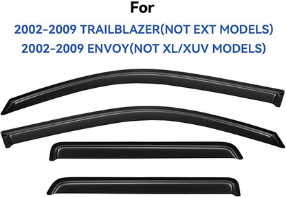 Window Visors Rain Guards for 2002-2009 Chevy Trailblazer, Out-Channel Window - Image 2