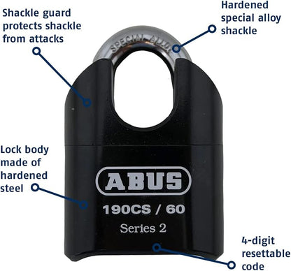 ABUS 190CS/60 High Security Solid Steel Combination Padlock, Closed Shackle - Image 4