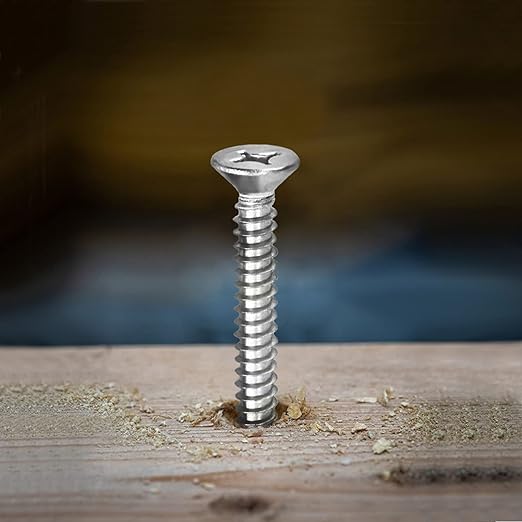 #10 x 3/4" Wood Screw 100Pcs 18-8 Stainless Steel Screws Flat Head Phillips - Image 5