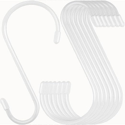 24 Pack 6 Inch White S Hook, Large Vinyl Coated S Hooks by Nisoger