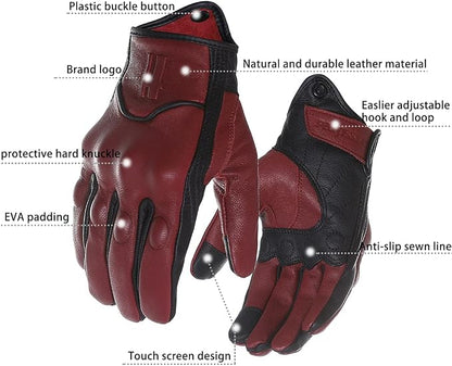 Harssidanzar Leather Motorcycle Gloves - Image 3