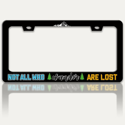 Not All Who Wander are Lost License Plate Frame Mountains Compass License Plate by RTINRAN