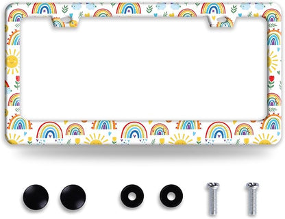 Cute Rainbow License Plate Frame Personalized License Plate Frames Colorful by NINANMY
