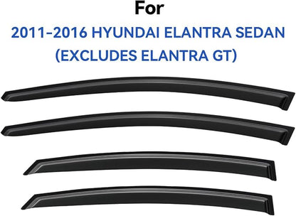 Window Visors Rain Guards for 2011-2016 Hyundai Elantra Sedan, Out-Channel - Image 2