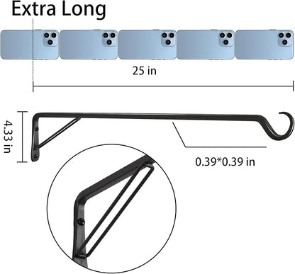 2 Pack Extra Long 25 Inch Heavy-Duty Rust-Resistant Solid Steel Plant Hangers - Image 2