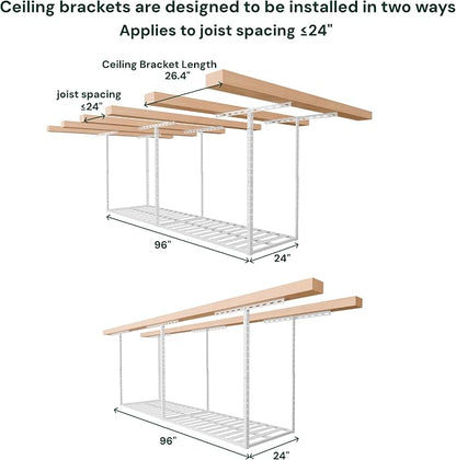 SunsGrove 2x8 Garage Storage Overhead Rack Organization, Adjustable Ceiling - Image 7