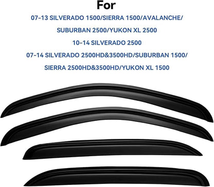 Window Visors Rain Guards for 2007-2013 Chevy Silverado/GMC Sierra - Image 2