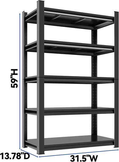 59''H Garage Shelving Heavy Duty Rack, 3000 LBS Extra Large Capacity 5 Tier - Image 2
