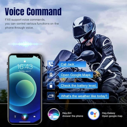 Fodsports FX6 Motorcycle Bluetooth Headset 2 Pack, 6 Riders Group Motorcycle - Image 3