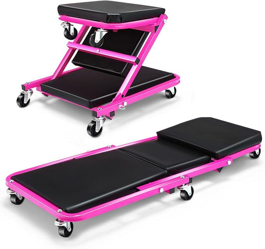 DNA MOTORING 36 Inches 2 IN 1 Rolling Folding Car Creeper/Seat, 150kg Weight by DNAMOTORING-Tools