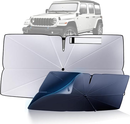 Windshield Sun Shade Umbrella for 2018-2025 Jeep Wrangler JL Accessories: by HIMUMOY