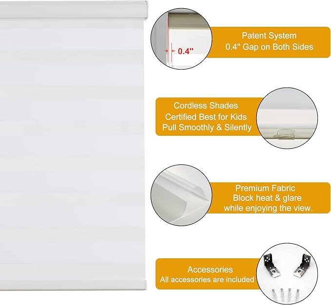 Persilux Cordless Zebra Blinds for Windows Free-Stop Roller Windows Shades Dual - Image 2