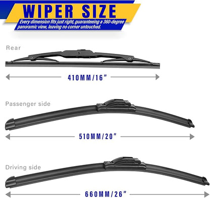 3 wipers Replacement for 2008-2019 2020 Dodge Grand Caravan, Chrysler Town & - Image 2