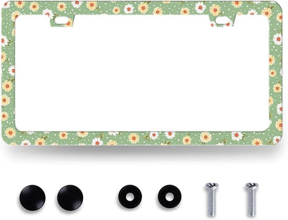 Cute Daisy Floral License Plate Frame Beautiful Flowers License Plate Holder by RNKATIH