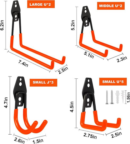 Steel Garage Hooks Wall Tool Organizer, 12 Pack Garage Storage Hook Heavy Duty - Image 2