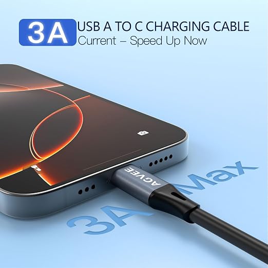 AGVEE 2 Pack 3ft Coiled Short USB to USB-C Charging Cable 3A Fast Charger Cord - Image 2