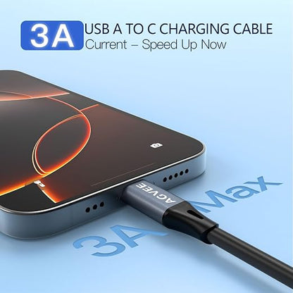 AGVEE 2 Pack 3ft Coiled Short USB to USB-C Charging Cable 3A Fast Charger Cord - Image 2