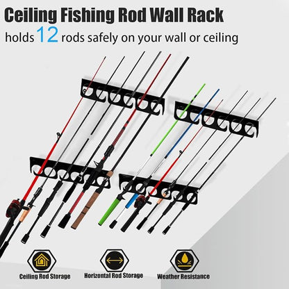 Fishing Rod Rack Pole Wall or Ceiling Storage Holder Hook Keeper Display Hanger - Image 2