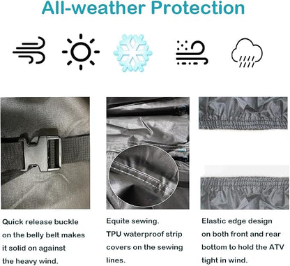 QYMOTO ATV Cover, Large ATV Cover XL 2-UP 4 Wheeler Quad Outdoor Full - Image 9