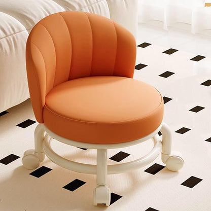 Low Rolling Stool with Backrest, Rolling Pedicure Seat, Low Stool with Wheels by Sejone