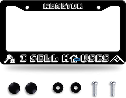 Realtor I Sell Houses License Plate Frame Funny License Plate Stainless Steel by GORSNKYE