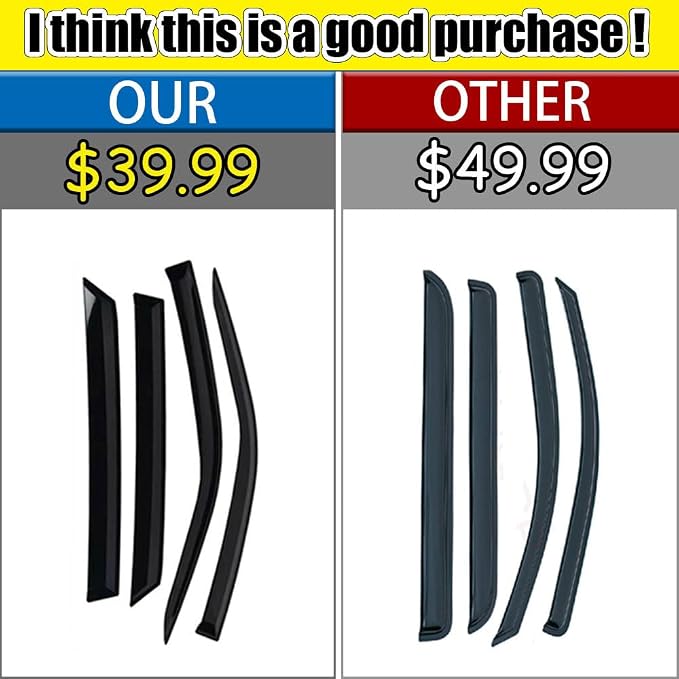 Rain Guards for 4Runner 2010-2022, Tape-on Side Window Deflectors for 4Runner - Image 2