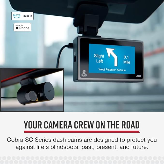 Cobra SC 400D Smart Dash Cam + Rear Cam and 2.5A OBDII Port to Micro-USB - Image 2