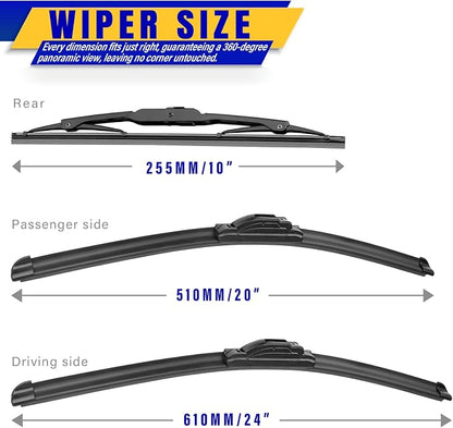 3 wipers Replacement for 2018-2023 Chevy Chevrolet Traverse, Windshield Wiper - Image 2