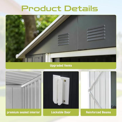 9 x 8.5 Ft Outdoor Storage Shed, Heavy-Duty Metal Shed - Image 4