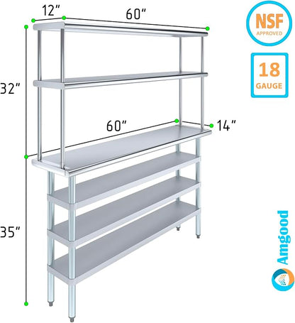 Amgood 14" x 60" Stainless Steel Work Table - Image 3