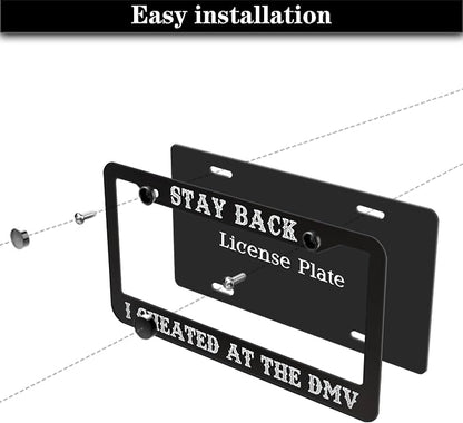 License Plate Frames Black and White License Plate Frame Holder Stay Back I - Image 7