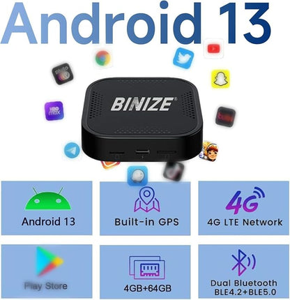 Binize Wireless CarPlay Android AUTO Multimedia Video Box 4G Cellular, Android - Image 3