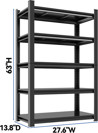 63"H Garage Shelving Heavy Duty Rack, 3000 LBS Capacity 5 Tier Adjustable - Image 2