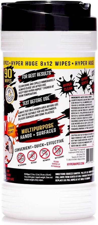 Hyper Wipes, 6 Pack Heavy Duty Hand & Tool Cleaning Wipes, Degreasing, All - Image 7