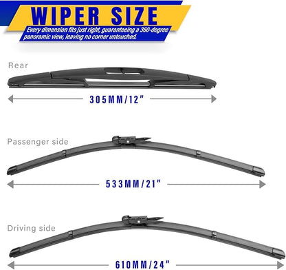 3 wipers Replacement for 2012-2017 Buick Enclave, Windshield Wiper Blades - Image 2