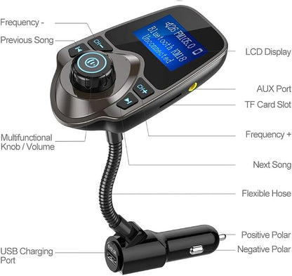 Nulaxy Bluetooth Car FM Transmitter Audio Adapter Receiver Wireless Handsfree - Image 4