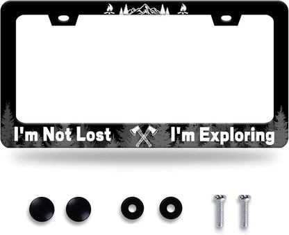 Funny License Plate Frame I'm Not Lost I'm Exploring License Plate Stainless by GORSNKYE