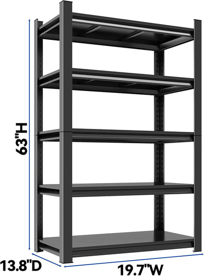 63"H Garage Shelving Heavy Duty Rack, 3000 LBS Extra Large Capacity 5 Tier - Image 2