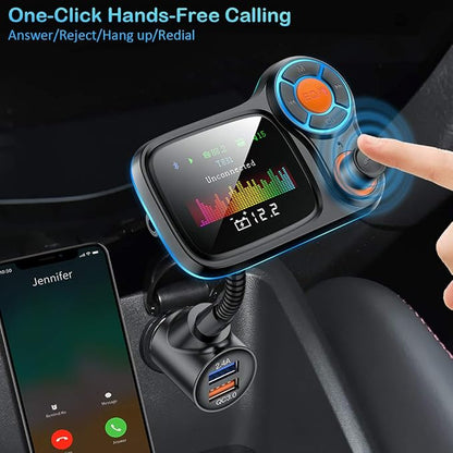 TSNAM Wireless Car Bluetooth Adapter, Radio FM Transmitters HandsFree Call - Image 4