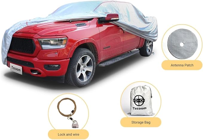 Tecoom Hard Shell Truck Car Cover Waterproof UV-Proof Windproof Zipper Design - Image 5
