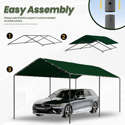 GOJOOASIS 10x20 Carport Heavy Duty Portable Garage Shelter Metal Car Canopy Tent - Image 4