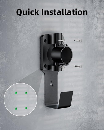 EV Charger Holder, with 180° Rotation Nozzle Dock, Metal J-Hook - Image 6