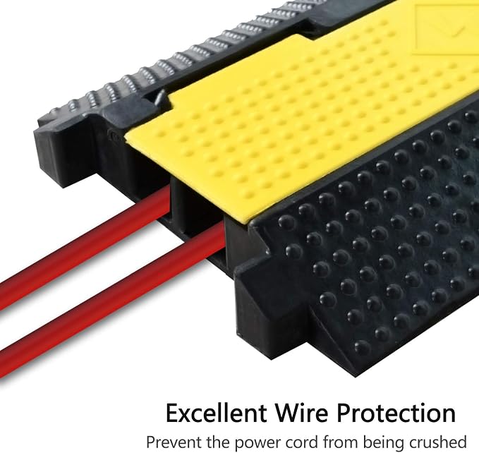 2 Pack Rubber Cable Ramp Hose Cable Protector Ramp 2 Channel 22000Lbs Load - Image 3