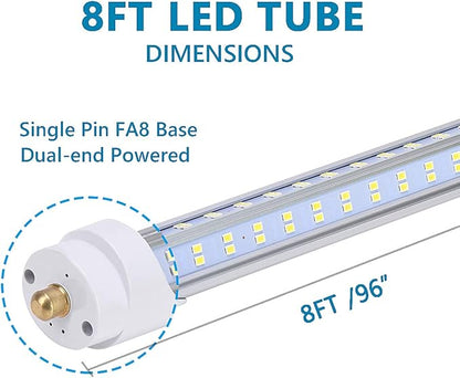 20/Pack LED Light Tubes -144W 6000K 18800 Lumens, Single Pin Fa8 Base, T8 T10 - Image 4