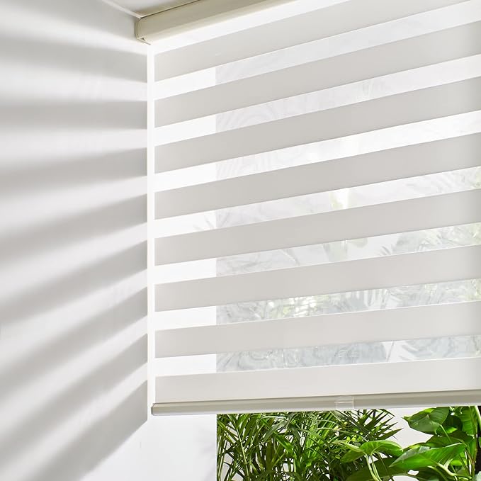 Persilux Cordless Zebra Blinds for Windows Free-Stop Roller Windows Shades Dual by PersiluxHome