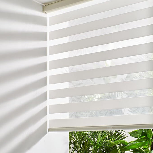 Persilux Cordless Zebra Blinds for Windows Free-Stop Roller Window Shades Dual by PersiluxHome