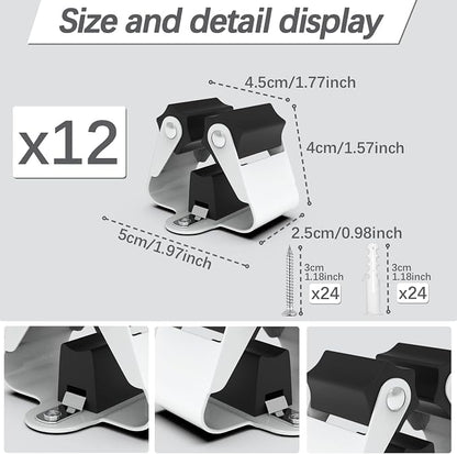 3-H Broom Hanger, Mop Holder Wall Mount 12 Pack, Broom Holder Wall Mount - Image 3